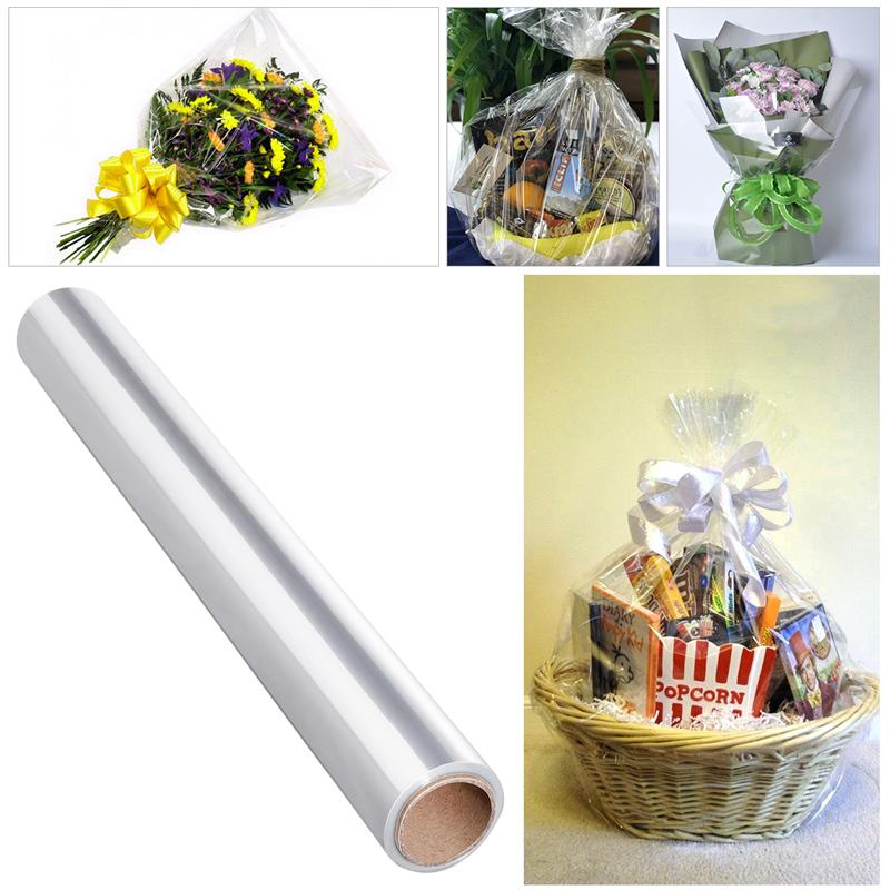 40X3000Cm Transparante Cellofaan Wrap Papier Roll Clear Wrapper Roll Voor Manden Bloemen (0.025Mm Dikte)