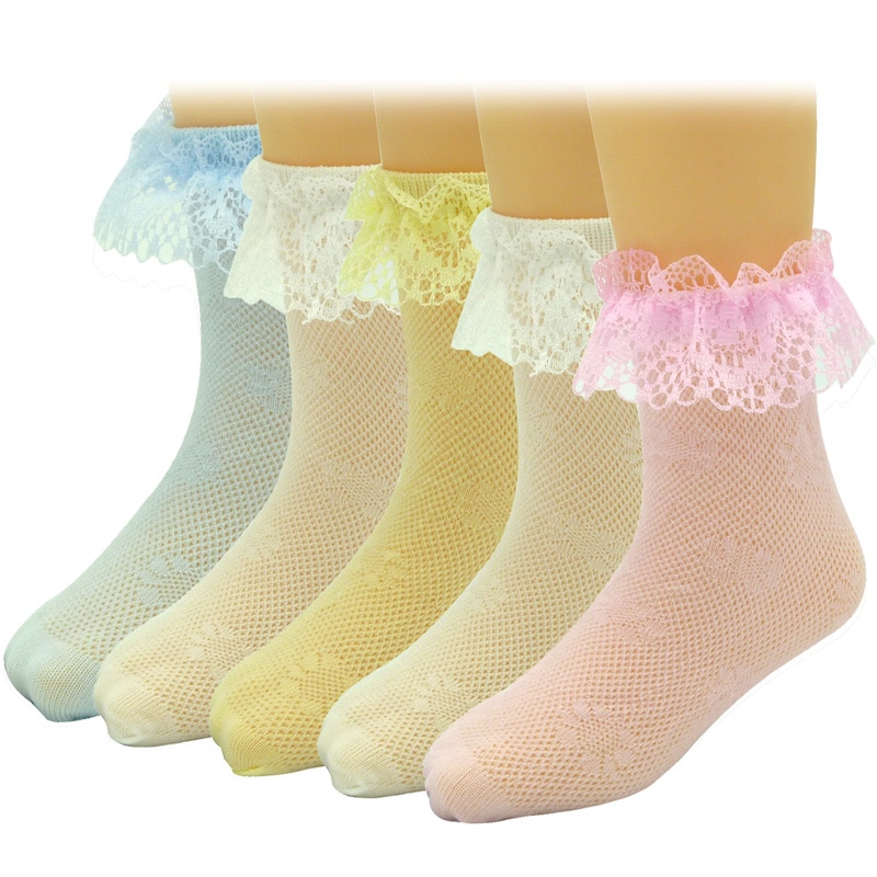 5 Paar Sokken Meisjes - Katoen Mesh Stijl - Ademend - 2-6 Jaar