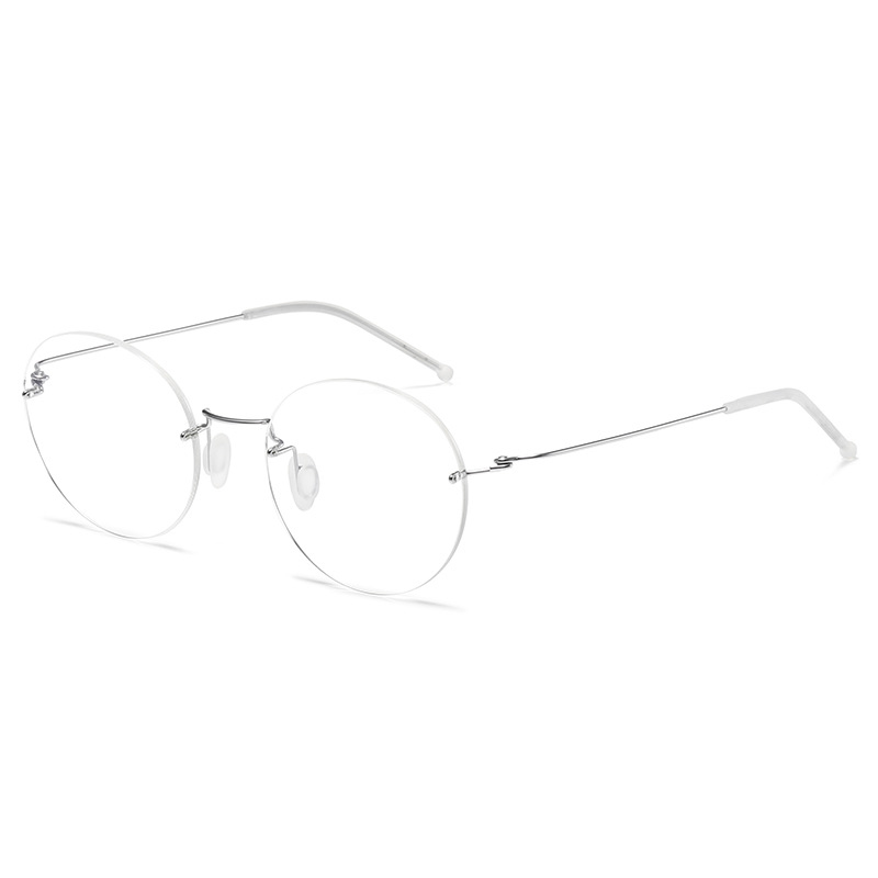 Vintage Titan legierung randlose Brille Rahmen Männer Runde verschreibung pflicht ige Myopie rahmenlose Brille Frauen Luxusmarke Brillen: Black