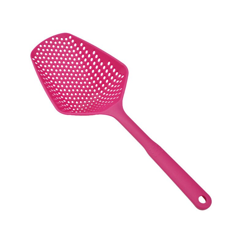 1PC utensilios de cocina herramientas palas vegetales cuchara colador de Nylon cuchara gran colador de sopa utensilios para filtro de cocina: Rose red
