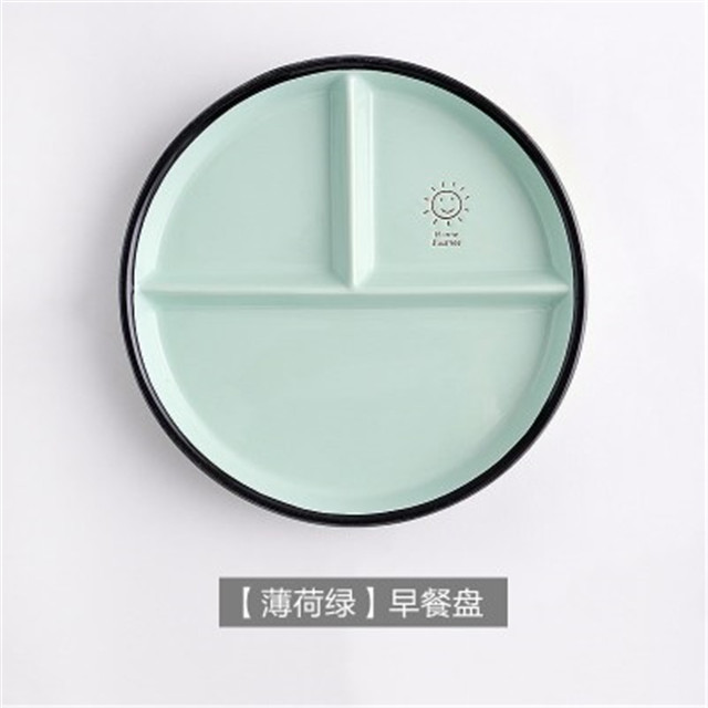 Hjemmebrug børne middagstallerkener porcelæn 8 tommer tre gitter morgenmad mad fad sød børn salat keramisk tallerken: D
