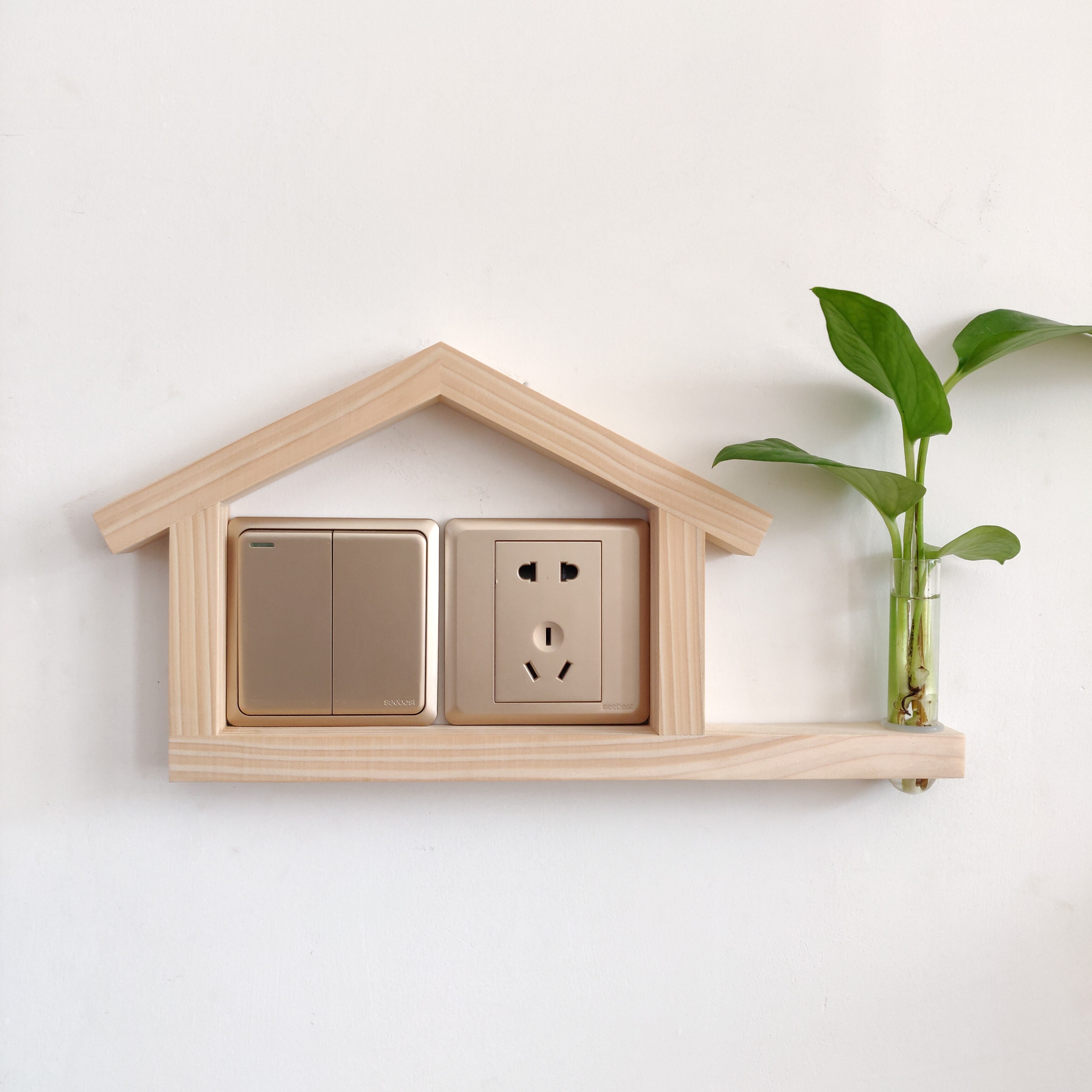 Wall Decoration Solid Wood Switch Decoration Household Socket Panel Shielding Cover Decorative Frame: style 8