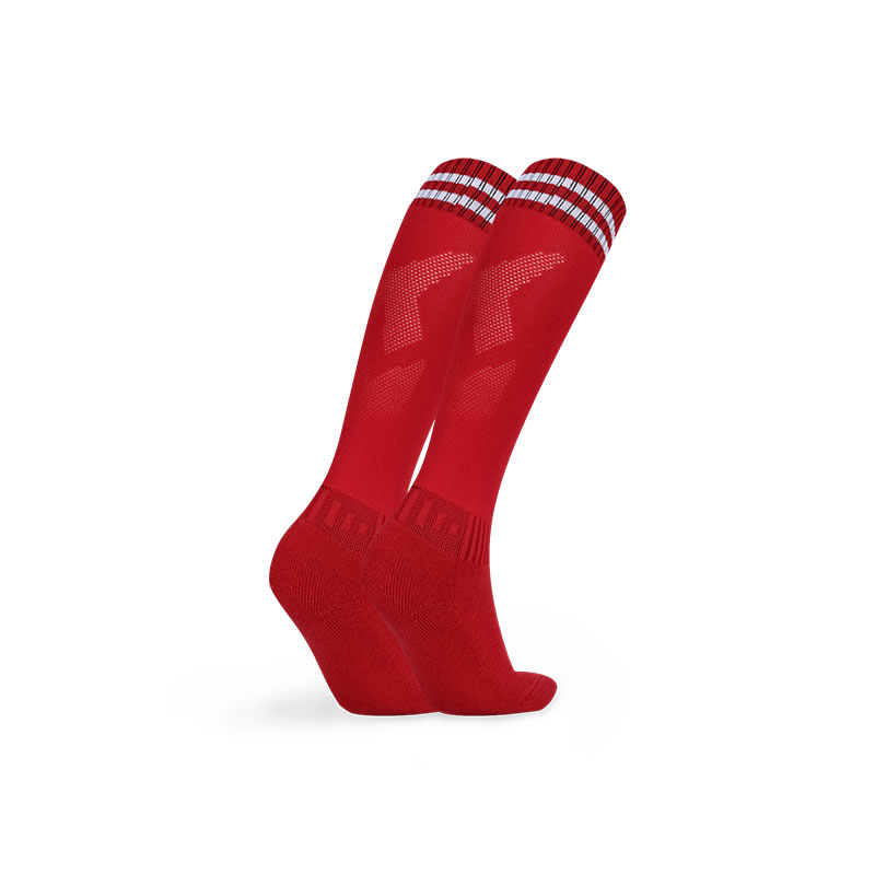 JIANFEI Professionelle Kinder Sport Fußball Socken Anti Slip Fußball Laufen Lange Strumpf Über Knie Gummi Socken: Rot