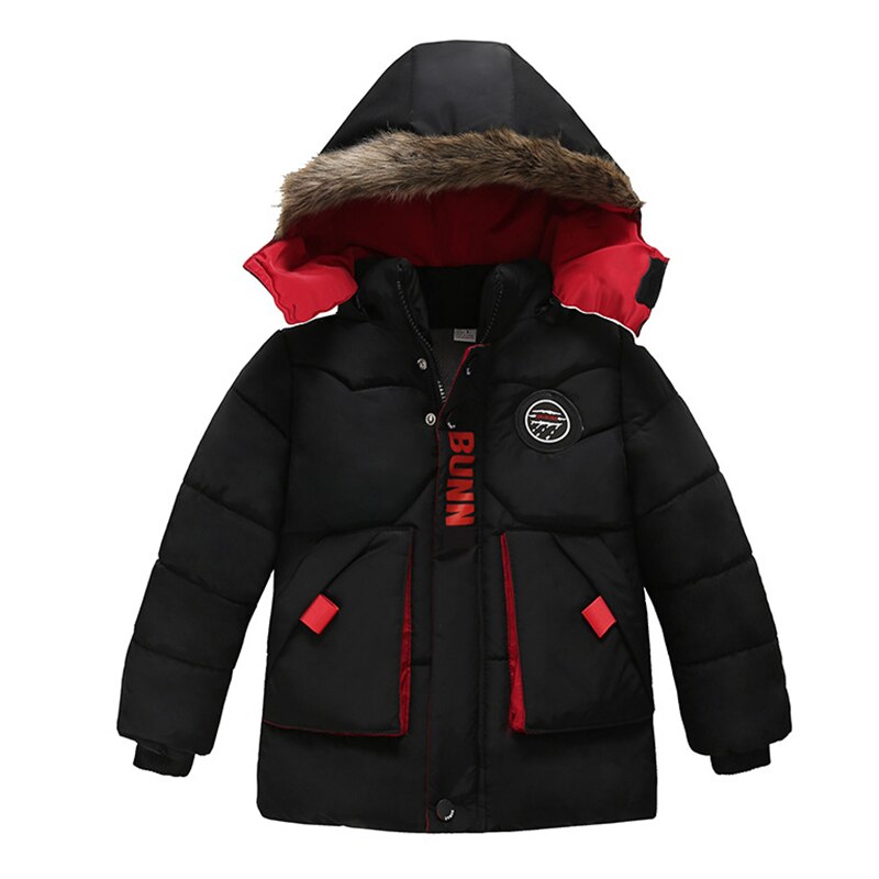 Kalten Winter Jungen Mäntel freundlicher Jacken Für Jungen Dicken Kapuze Oberbekleidung Jacke Kleinkind freundlicher Kleidung 2 3 4 5 6 jahre: Schwarz / 4T