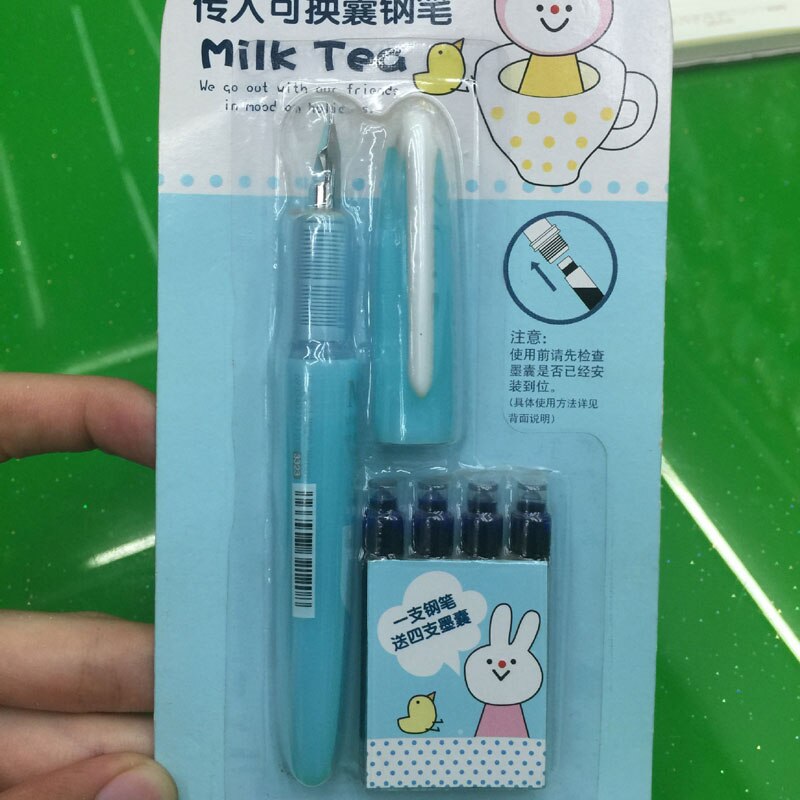 Cute Kawaii 5pcs ink fountain pen set 0.38mm Erasable fontaine Pens Student office stationery Supplies calligraphy ink pen