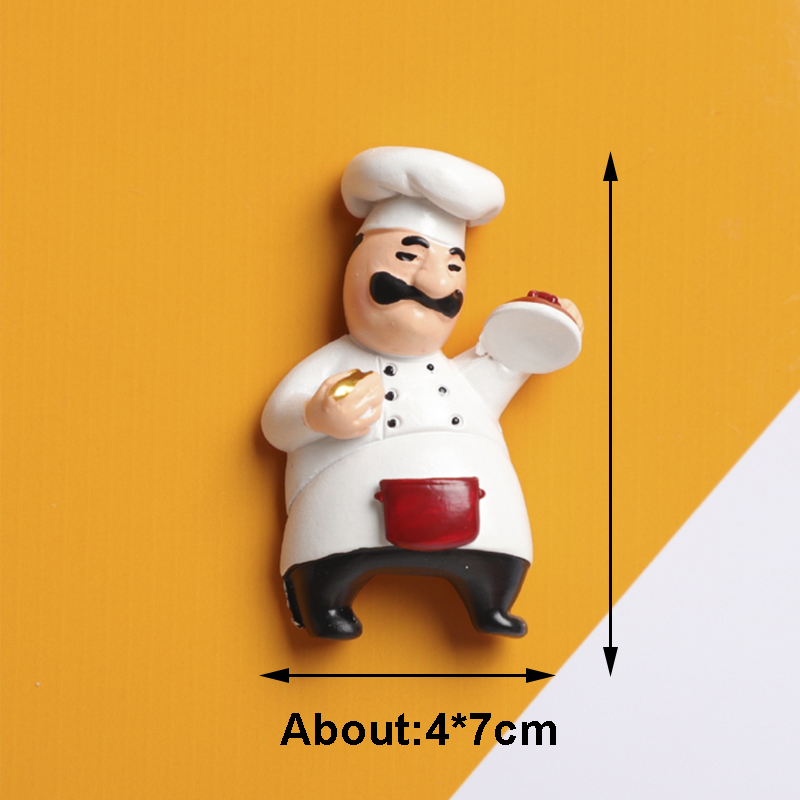 Cute 3D Fridge Magnets Kawaii Chef Cartoon Refrigerator Stickers Small Cook Resin Magnetic Fridge Magnet For Home Kitchen Decor: Style A