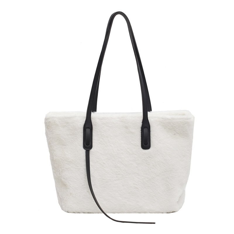 Vrouwen Schoudertas Winter Bont Handtas En Portemonnees Dames Bolsaszakken Voor Vrouwen Schouder Purse Pluche Dames Tas grote: White Shoulder Bag