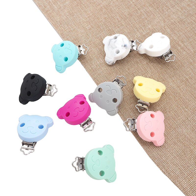 Chenkai 10PCS Siliconen Beer Clips Baby Dier Fopspeen Clip Dummy Soepeler Houder Voor DIY Baby Chewable Fopspeen Chain