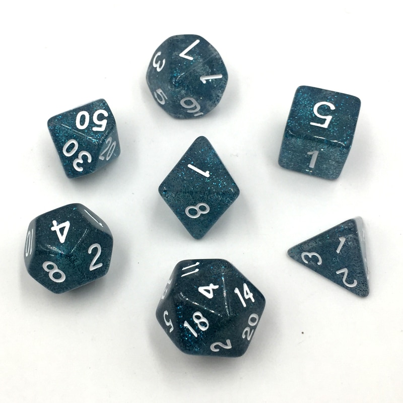 Rollooo Glitter Rpg dice D4 D6 D8 D10 D% D12 and D20 7Pcs/Set