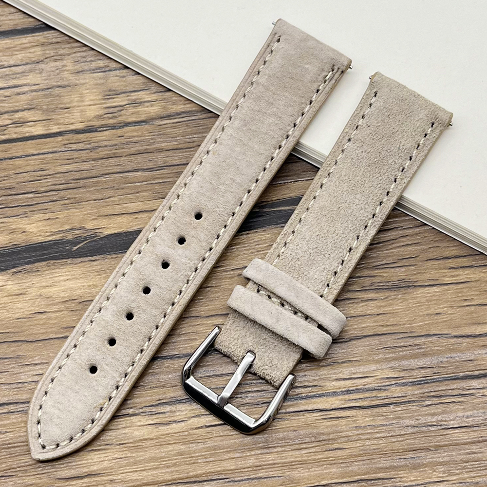 Bracelet de montre en daim gris vert bleu marron beige noir couleurs bracelet de montre en cuir 18mm 19mm 20mm 22mm 24mm bracelet de montre de remplacement: BEIGE / 18mm