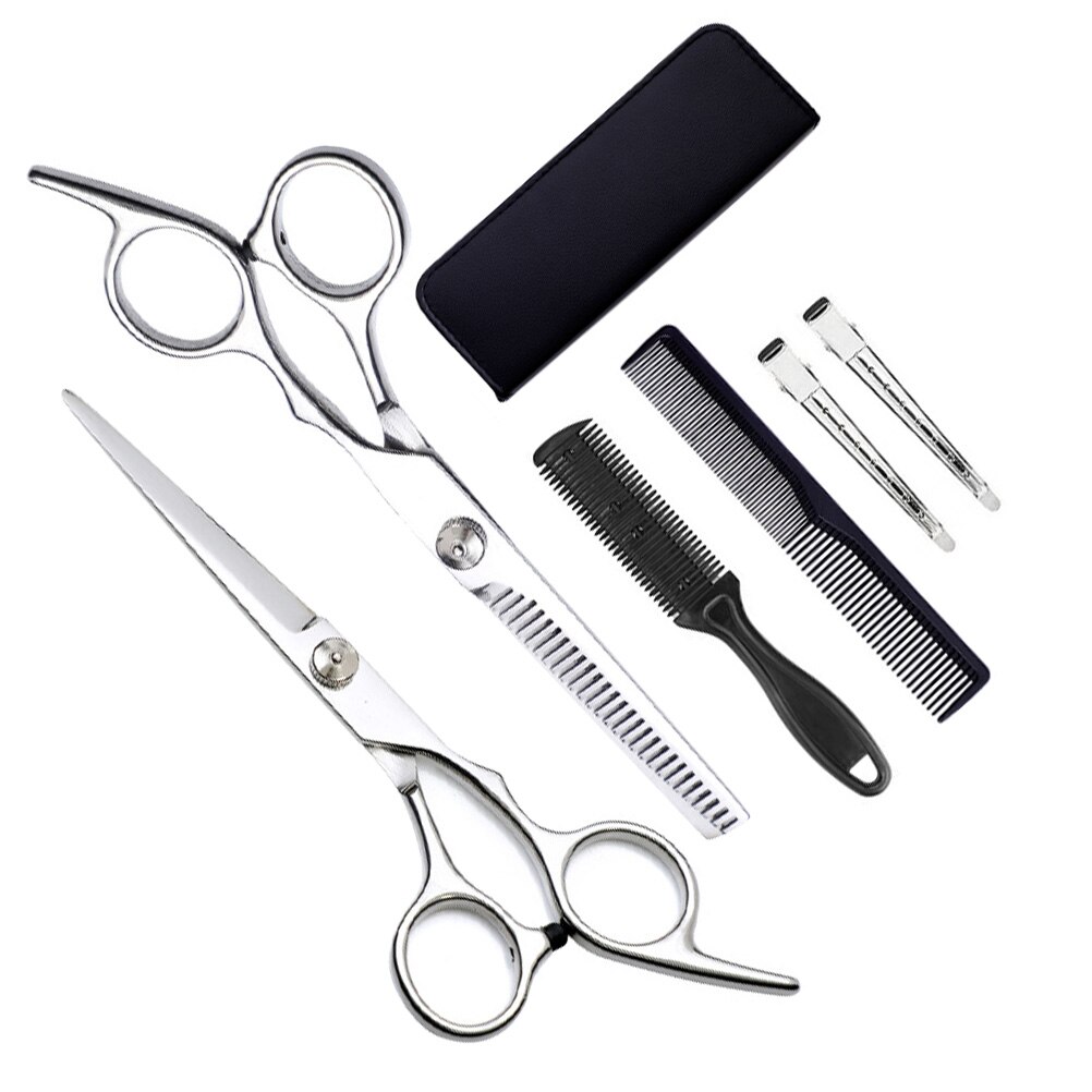 1 Set of 7Pcs Haircut Scissors Hair Cutting Styling Tools Hairdressing Scissors Teeth Straight Thinning Hair Scissors Set