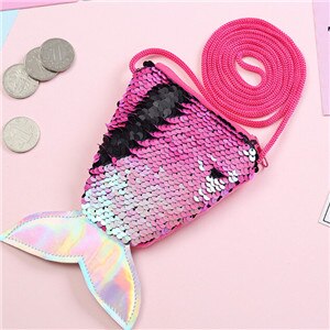 Women Child Mermaid Coin Purse Sequins Wallet Earphone Package Bags 6 Colours: d