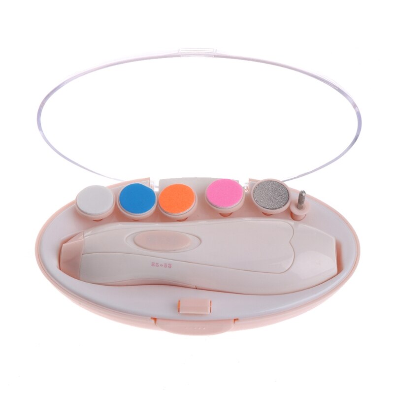 Elektrische Baby Nail Care Set Met Led Veiligheid Nail Trimmer Polish Manicure Pedicure Clipper Cutter Schaar Kids Nail Care: pink