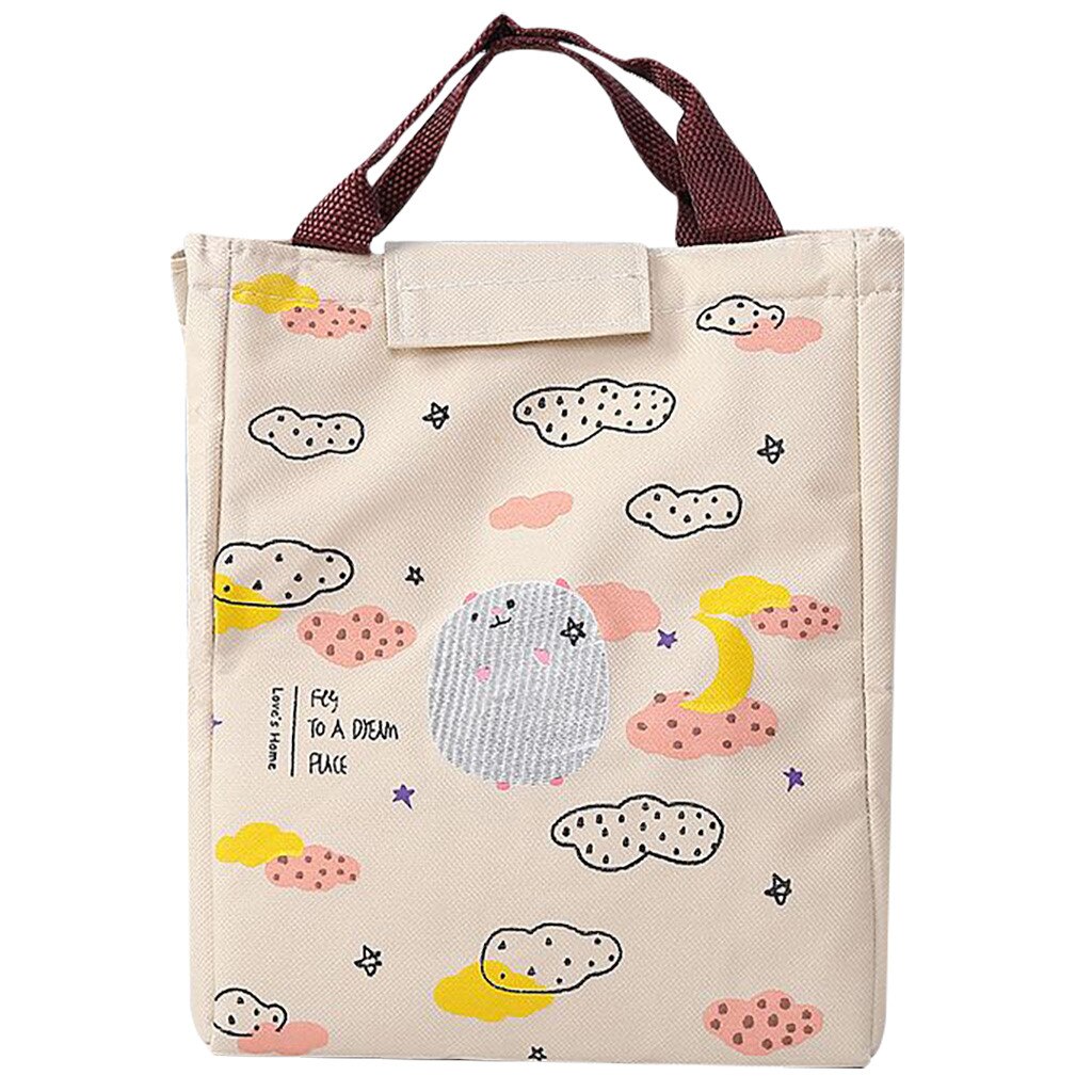 Tragbare Mittagessen Tasche Niedlichen Karikatur Tote Picknick Isolierte Kühler Lebensmittel Taschen Reißverschluss Organizer Mittagessen Kasten Frauen Mädchen Schule Lebensmittel Taschen: C