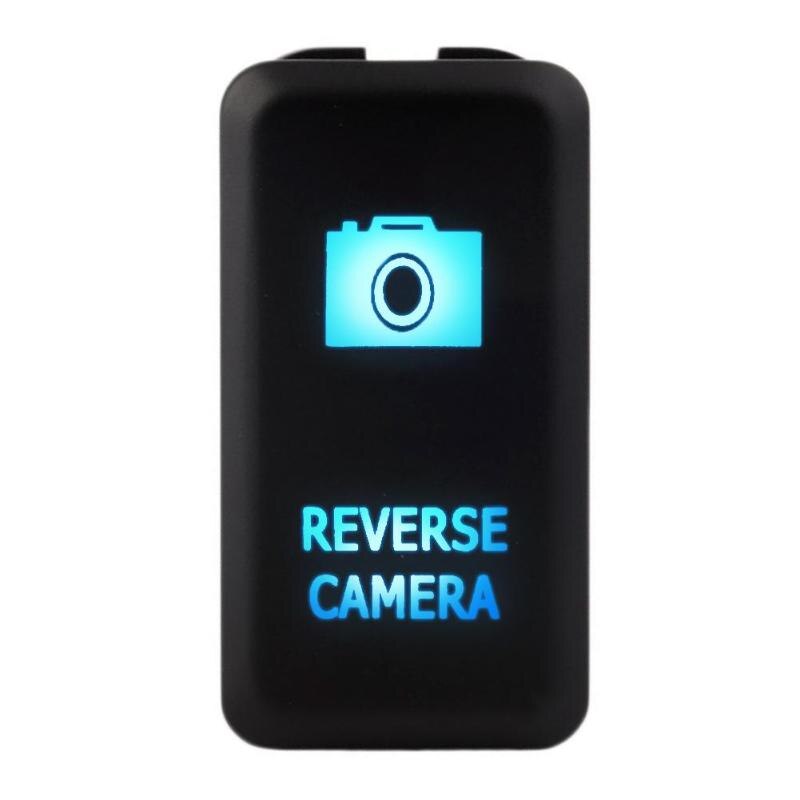 12-24V Car Reverse Camera Push Button Switch with Blue LED Indicator for Toyota