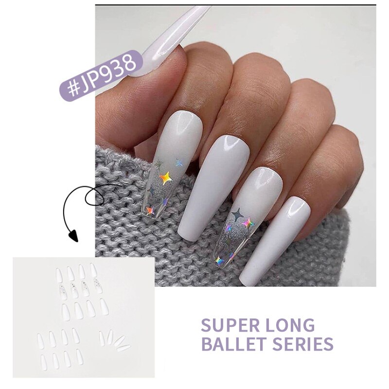 24 sztuk/zestaw biały wzór chmurki projekt sztuczne paznokcie różbyć winnym niebo francuski sztylet pełna pokrywa sztuczne paznokcie klej DIY manicure narzędzia robić paznokci