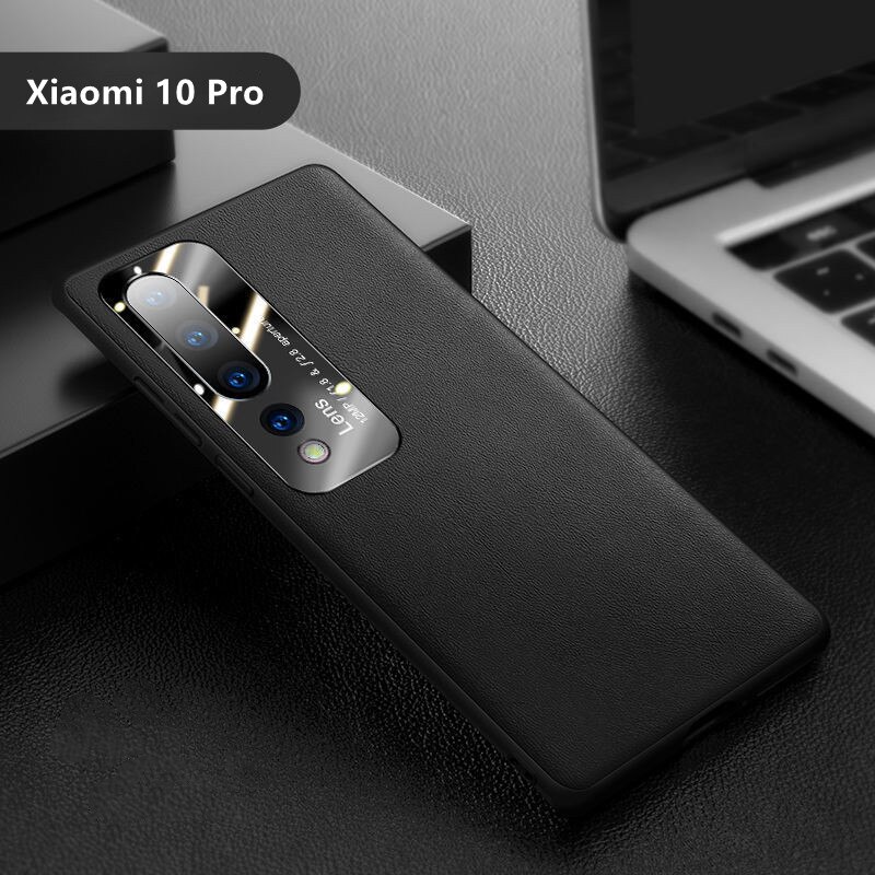 Luksusowe skórzane etui do Xiaomi 10 11 Pro odporna na wstrząsy Funda do Xiaomi 11 Mi11 pełna pokrywa tylna obudowa aparatu Mi10 silikonowy zderzak: Black for Mi 10 Pro