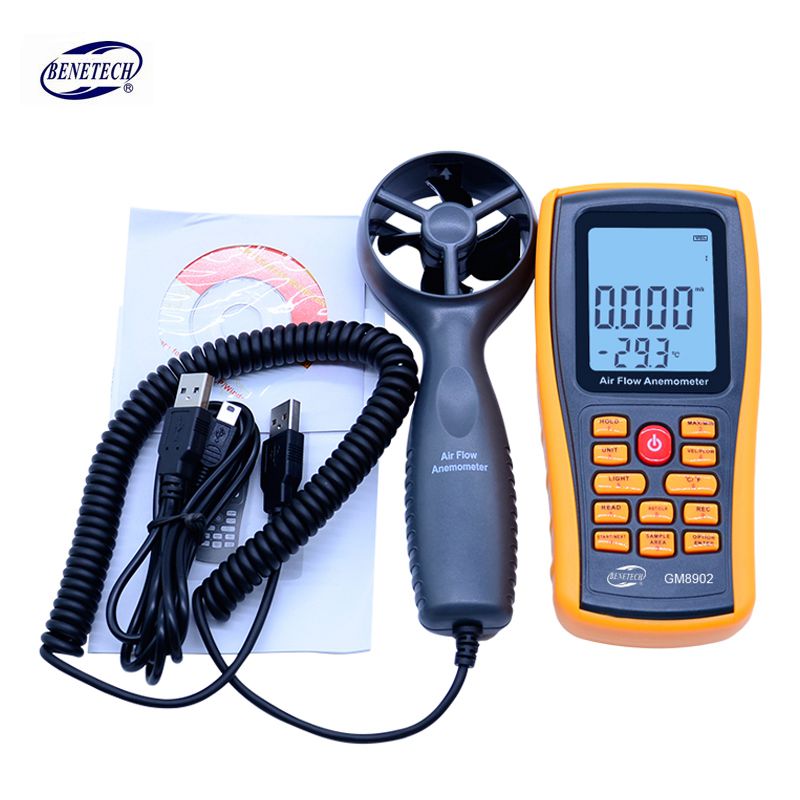 BENETECH Digitale Thermometer Anemometer + infrarood thermometer Wind Gauge Meter Voor Temperatuur huidige air velocity flow: GM8902