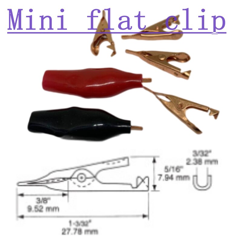 Mini Mini pince crocodile en cuivre plat sans dents câble fil batterie pince crocodile pince électrique testeur sonde voiture Double extrémité