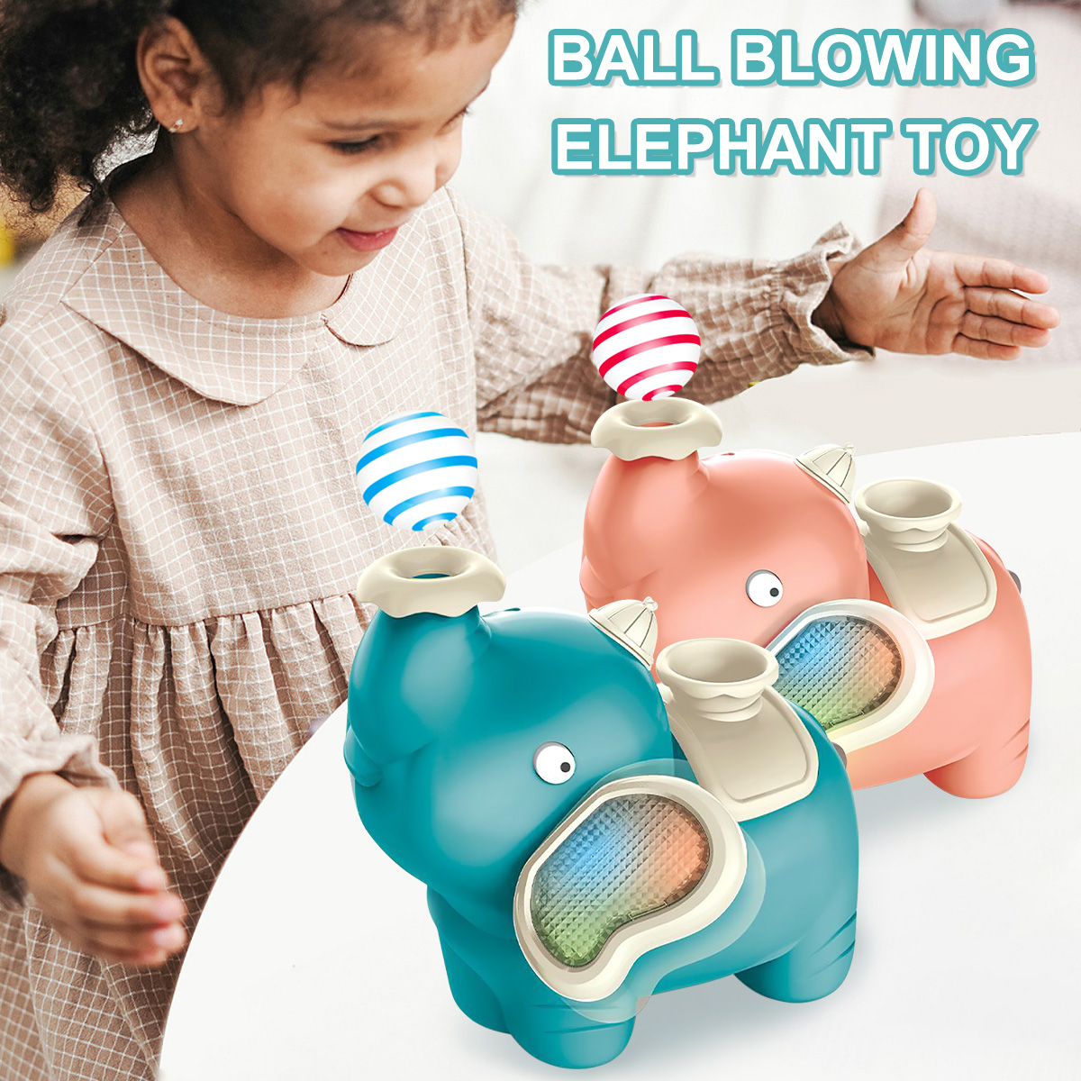 Balle flottante d&#39;éléphant pour enfants, jouets avec musique légère, humidificateur à effet de fumée, jeu interactif pour bébé rampant