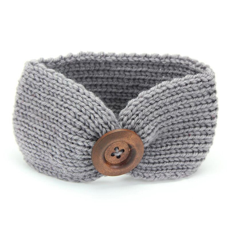 botón nudo de cintas para el pelo del bebé niñas gorro suave encantadora turbante para bebé recién nacido Crochet diademas de chica: Gris