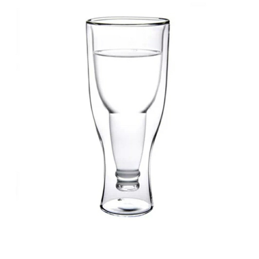 Glas dubbelväggigt ölglas hopside longneck upp och ner inverterat dricka transparent vinglas kopp  #r25: Default Title