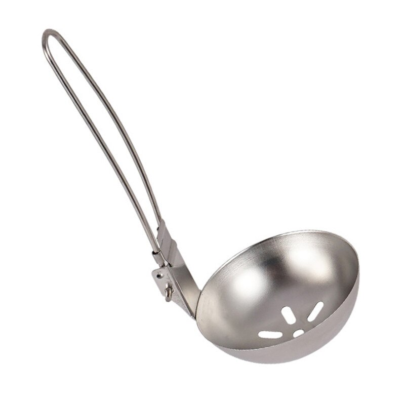 Cuchara plegable de acero inoxidable 304, portátil, ligera, para acampar, senderismo, pícnic al aire libre, olla para sopa, colador de cocina: Colander