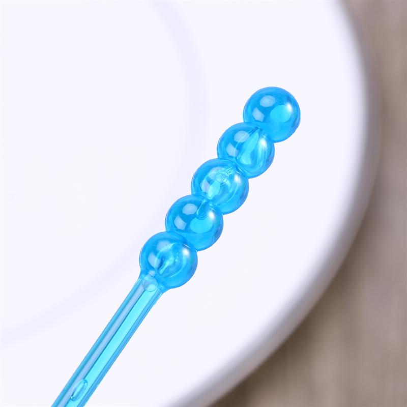 50 Pcs Acrylic Colorful Translucent Round Beads Swizzle Sticks Resuable Beverage Stirrers for Coffee Juice Wine(Random Color)