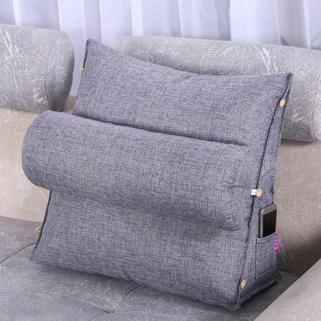 Coussin de canapé de lit, 35, avec dossier triangulaire, siège de lit, siège de bureau, coussin à la taille: Gris clair