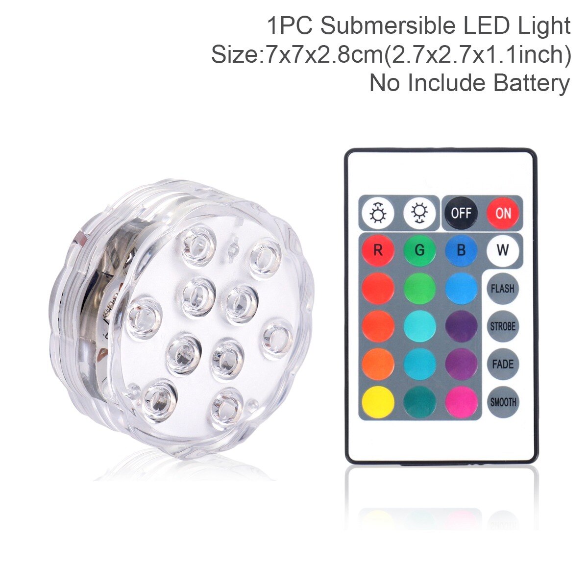 10 Led Remote Controlled Rgb Submersible Licht Waterdicht Vissen Onderwater Lamp Outdoor Zwembad Vijver Verlichting: 1 Light