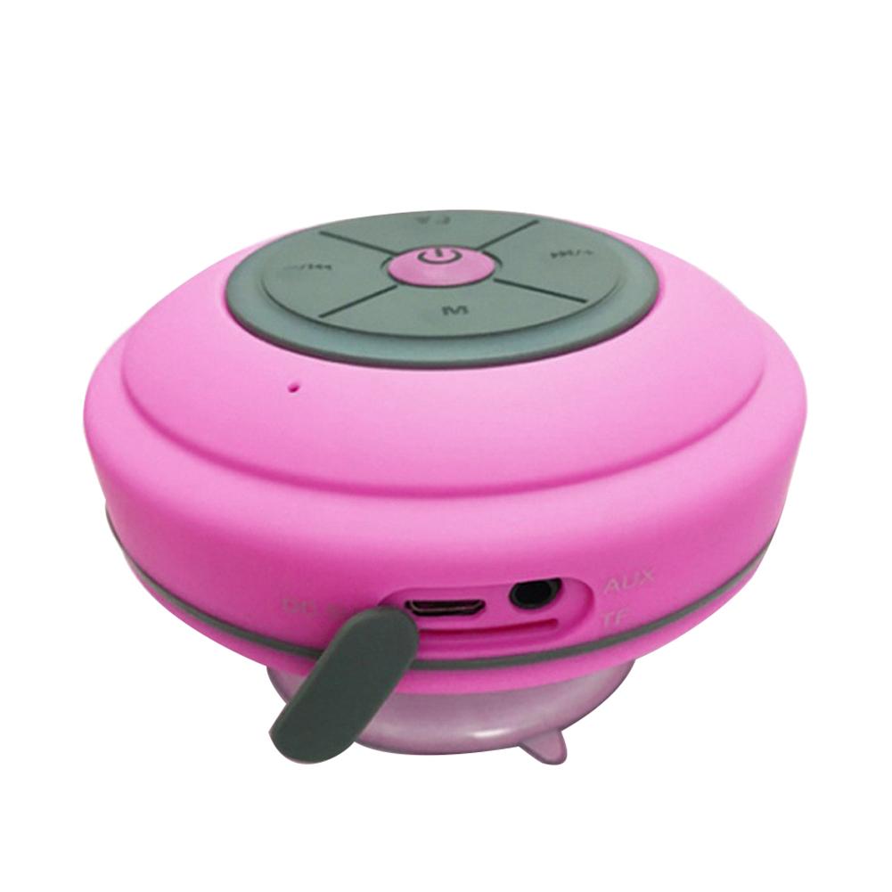 Altavoz Bluetooth para exteriores ventosa impermeable inalámbrico para coche altavoz para teléfono móvil tarjeta de memoria con lámpara LED Radio FM: Rosa