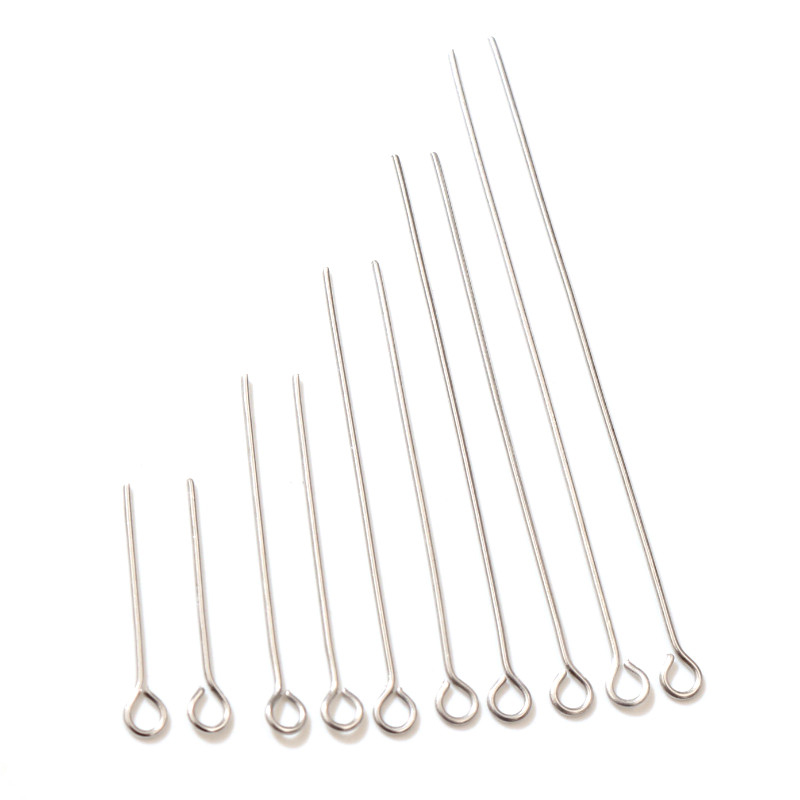 No Fade 100pcs/Lot 20 30 35 40 70 mm Stainless steel Eye Pins Findings Eye Head Pins For Jewelry Making DIY Supplies Accessories