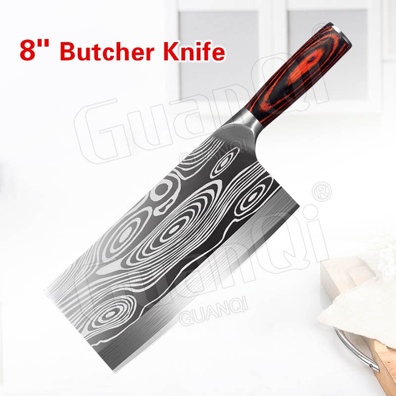 Kitchen Knives Razor Sharp Slicing Meat Chopping Knife Butcher Knife 5Cr15 Stainless Steel Cleaver Traditional Cooking Knives: 8 In Butcher Knife
