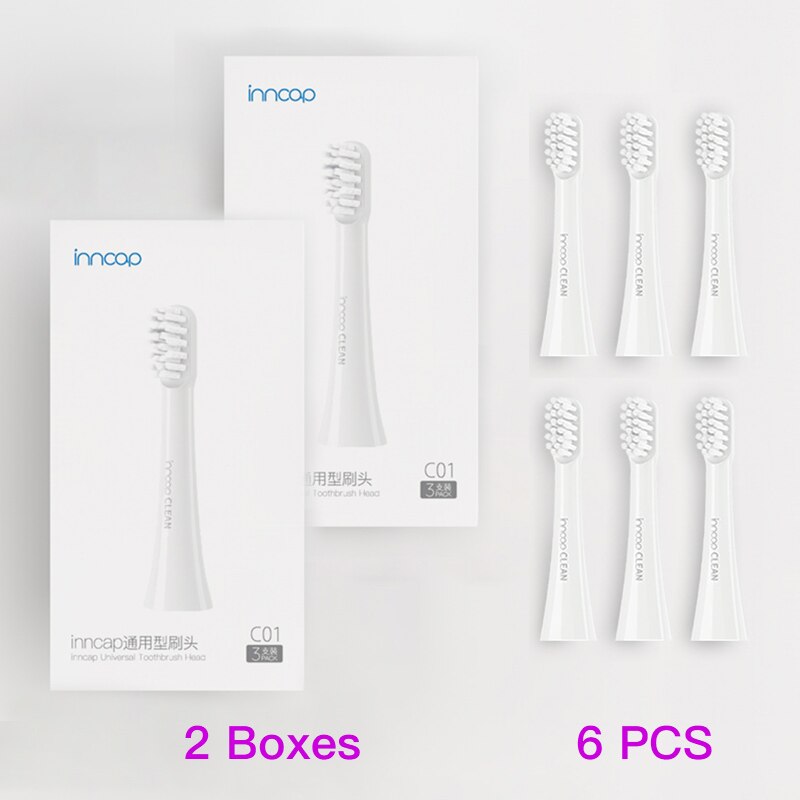 Cabeças de escova de dentes originais para mijia insercap pt01, cabeças de substituição para escova de dentes elétrica, peças: Original 6 pcs