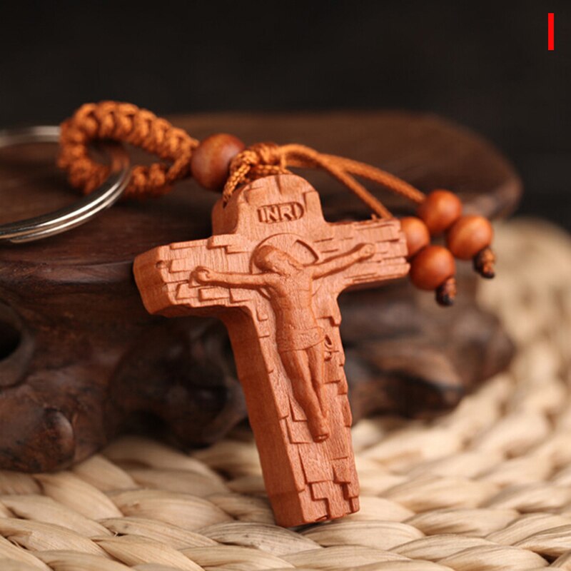 For Car Bag keyring Lucky Jewelry Peach Wood Carving buckle Buddha Pendant Keychain