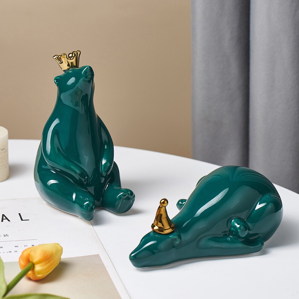 Polar Bear Ceramic Decoration Modern Home Decor Living Room Office Desktop Decoration Feng Shui Decoration Animal Statue