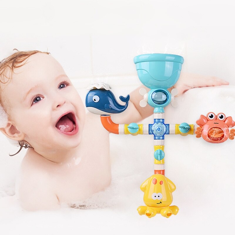 12.6x13.39&quot; Kids Bathroom Set Shower Toys Cute Bath Pipe Toys with Strong Cup Water Games Tool Water Toys for Kids