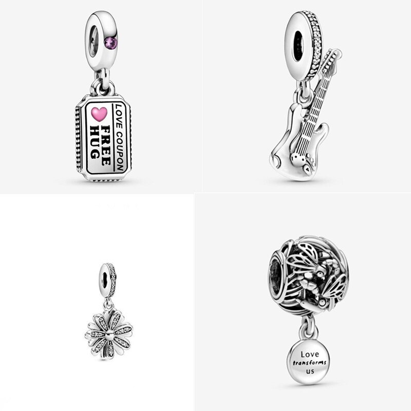 925 anhänger aus sterlingsilber: eine rosafarbene gänseblümchenblüte, ein allsehendes auge und eine feder – origineller damenschmuck.