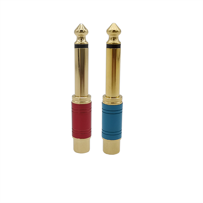 RCA 6,35mm Mono macho enchufe a RCA hembra Jack adaptador de altavoz conector convertidor conector Jack conector de Audio: Verde militar