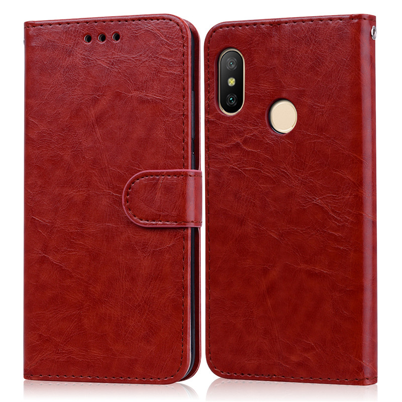 Voor Coque Xiaomi Mi A2 Lite Case Lederen Silicon Flip Case Voor Xiaomi Mi A2 Telefoon Case Voor Xiaomi Mi een 2 A2lite MiA2 Wallet Case: For Mi A2 Lite / Brown