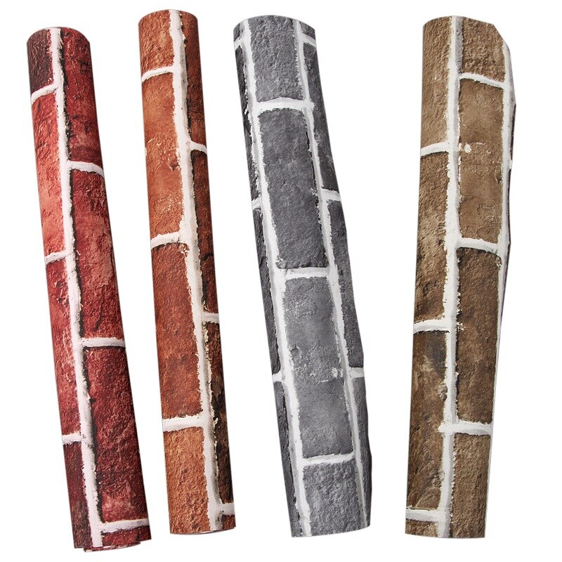 3D Retro Nostalgic Brick Red Brick Wallpaper Chinese Restaurant Clothing Store Background Wall Brick Brick Wallpaper
