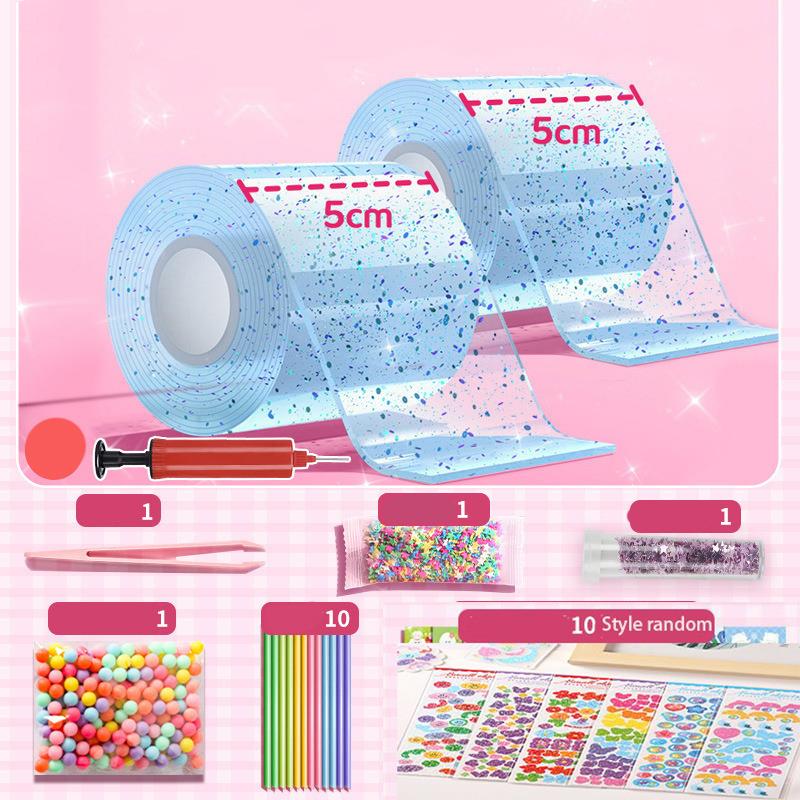 Pegamento Nano PET para amasar música, burbujas que soplan, juego completo de Nano cinta, pasta de doble cara, juguetes de descompresión de burbujas, pegatina: Morado