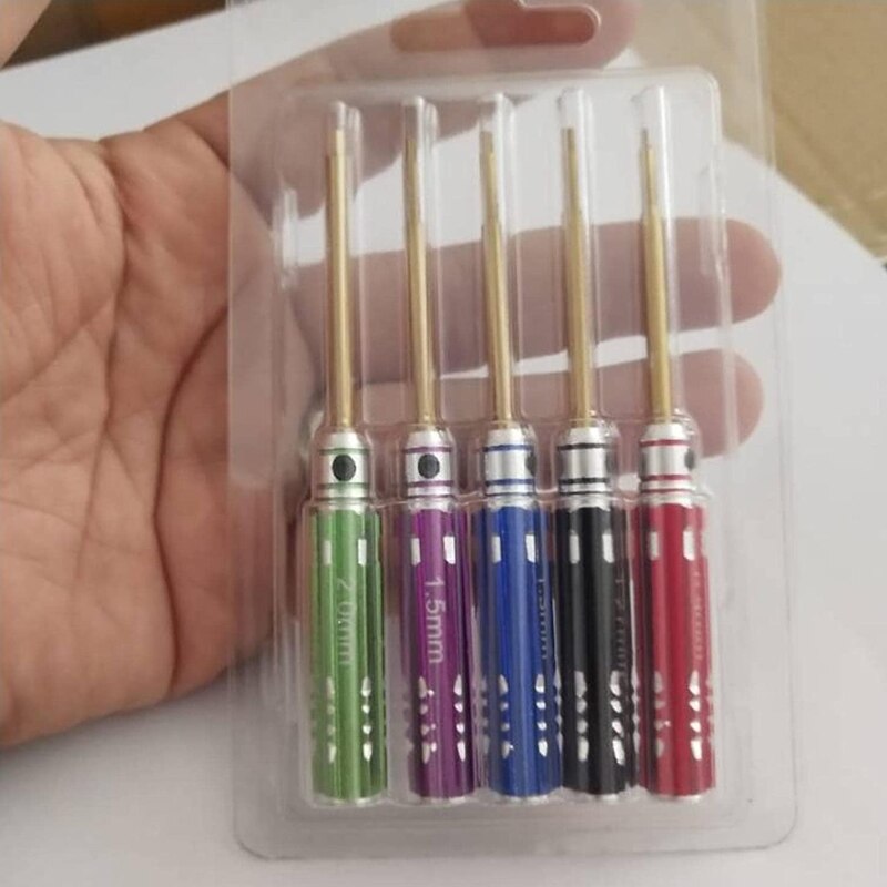 Y9RE Precision RC Screwdriver Set 0.9mm 1.27mm 1.3mm 1.5mm 2mm Hex Screw Driver Set HSS Hexagon Wrench Tool Kit 5 Pieces