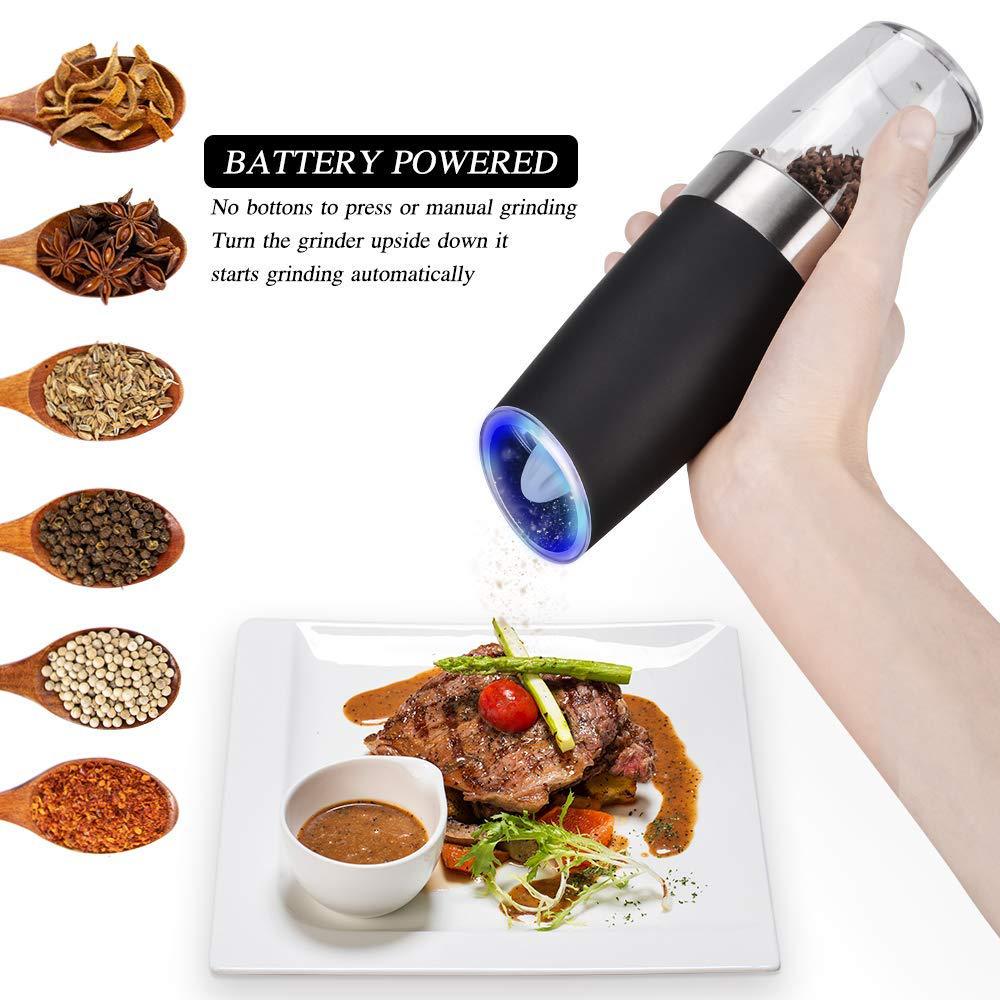 Molinillo Eléctrico automático, molinillo de pimienta y sal, luz LED, molinos de granos de especias, molino de núcleo de molienda de porcelana, herramientas de cocina, 2 uds.