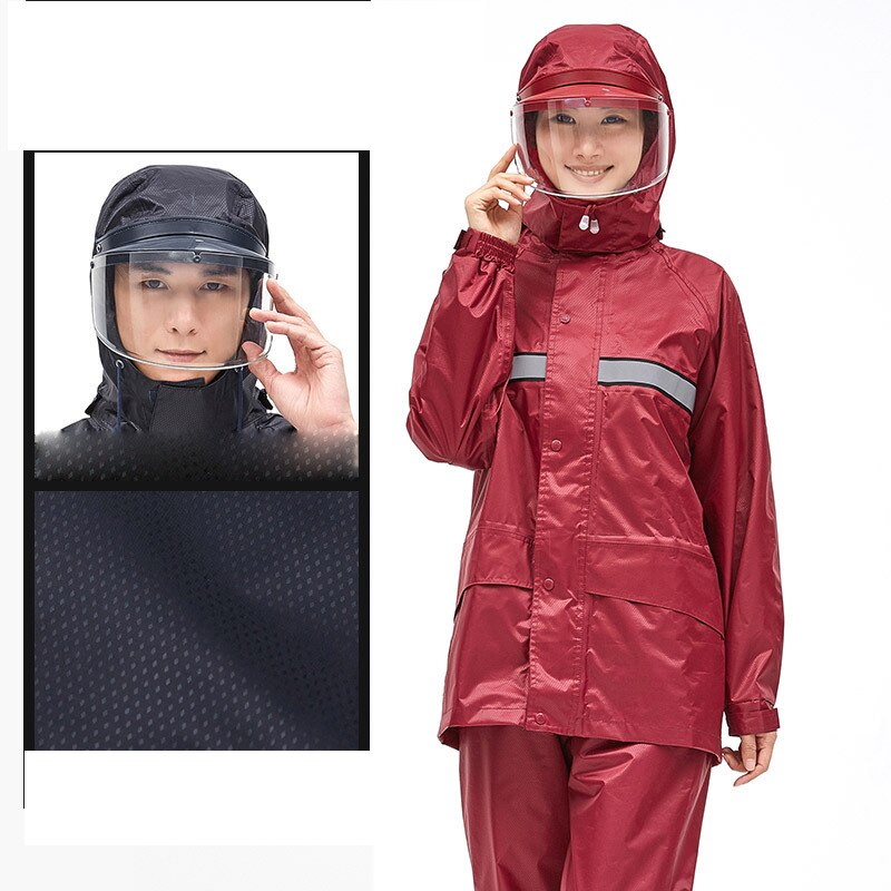 Motorcycle rider Raincoat Suit Impermeable Women/Men Helmet cap eaves Moto Poncho Motorcycle Rainwear Hiking Fishing Rain Gear