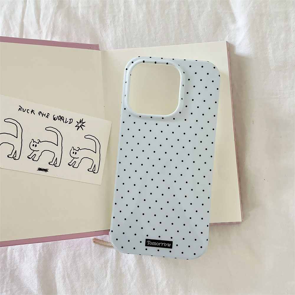 INS Polka Dot Small Fresh Mobile Phone Case for iPhone 15 14 13 12 Pro Max 11 Ultra Slim Shockproof Cover for iPhone 15 Pro Max: CANVAS / Blue