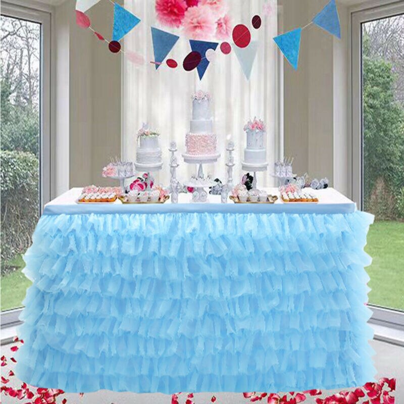 Falda de mesa de tul para decoración de boda, falda de 180x77cm para de cumpleaños, banquete, boda