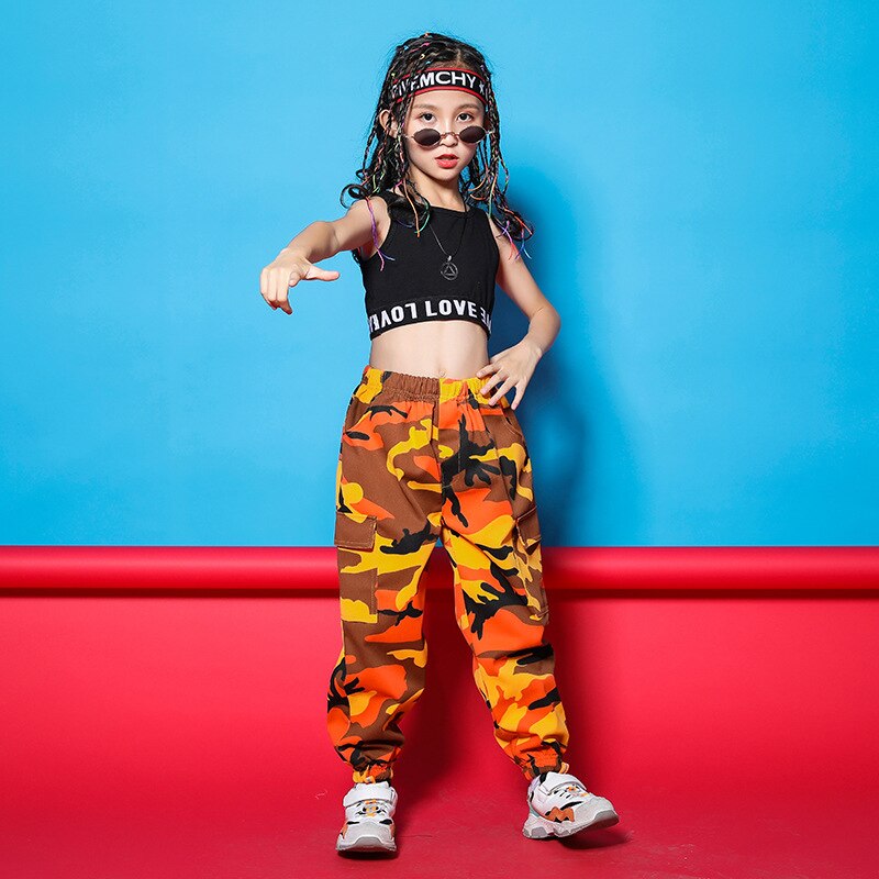 Dance Girls Camouflage Performance Costumes Children's Hip-hop Street Dance Costumes Girls Jazz Clothing Set