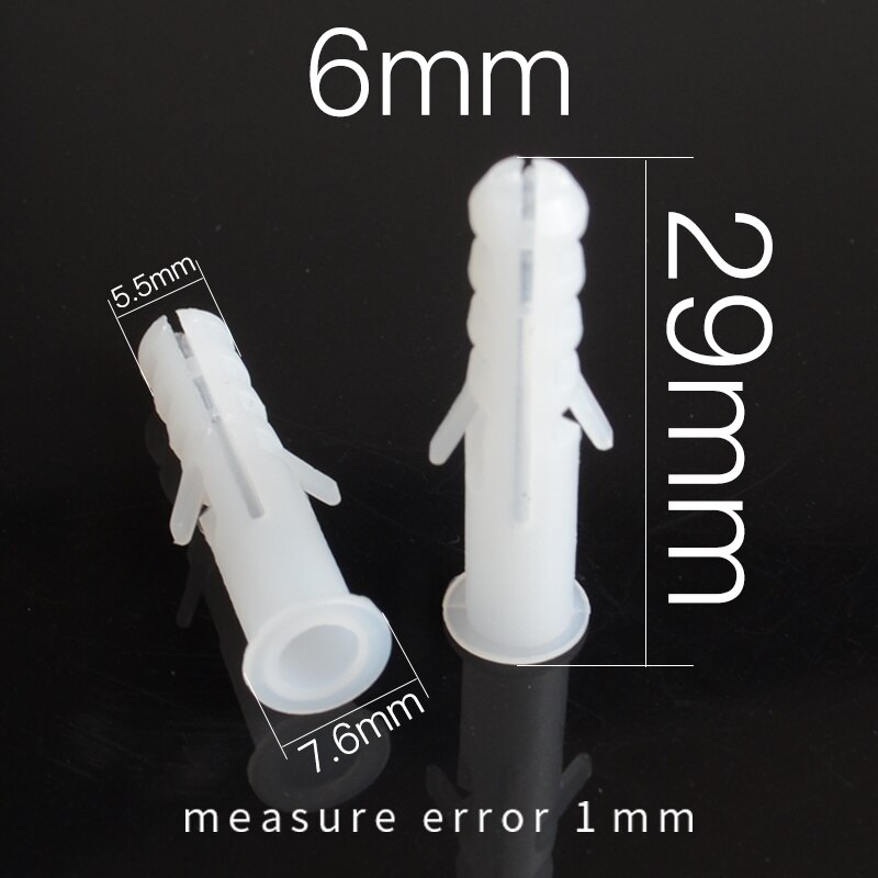 White Sleeve Nylon Screw Bolts Plastic Plug Expansion Tube 5mm 6mm 8mm 10mm: 6mm 20pcs