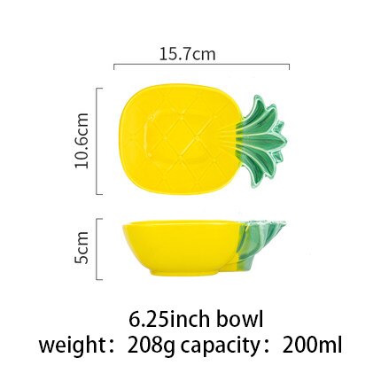 Mdzf hedelmä välipala ananas lautaset talousastiat lasten ruokailuvälineet jälkiruoka kulhot astiasto keittiötarvikkeet: 6.25in